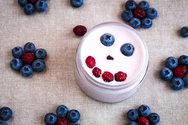 blueberry yogurt smiling