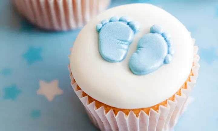 Simple Baby Shower Blue Baby Boy Feet Cake or Cupcakes