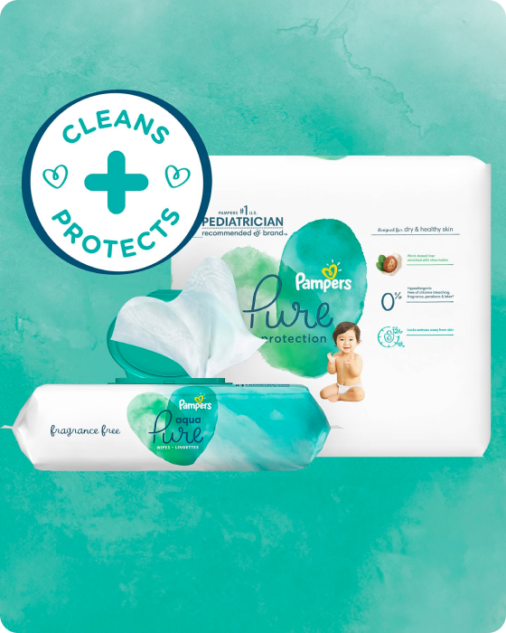 Pampers Aqua Pure Wipes - Toallitas húmedas de algodón para bebés a base de  agua, 2x48 uds.