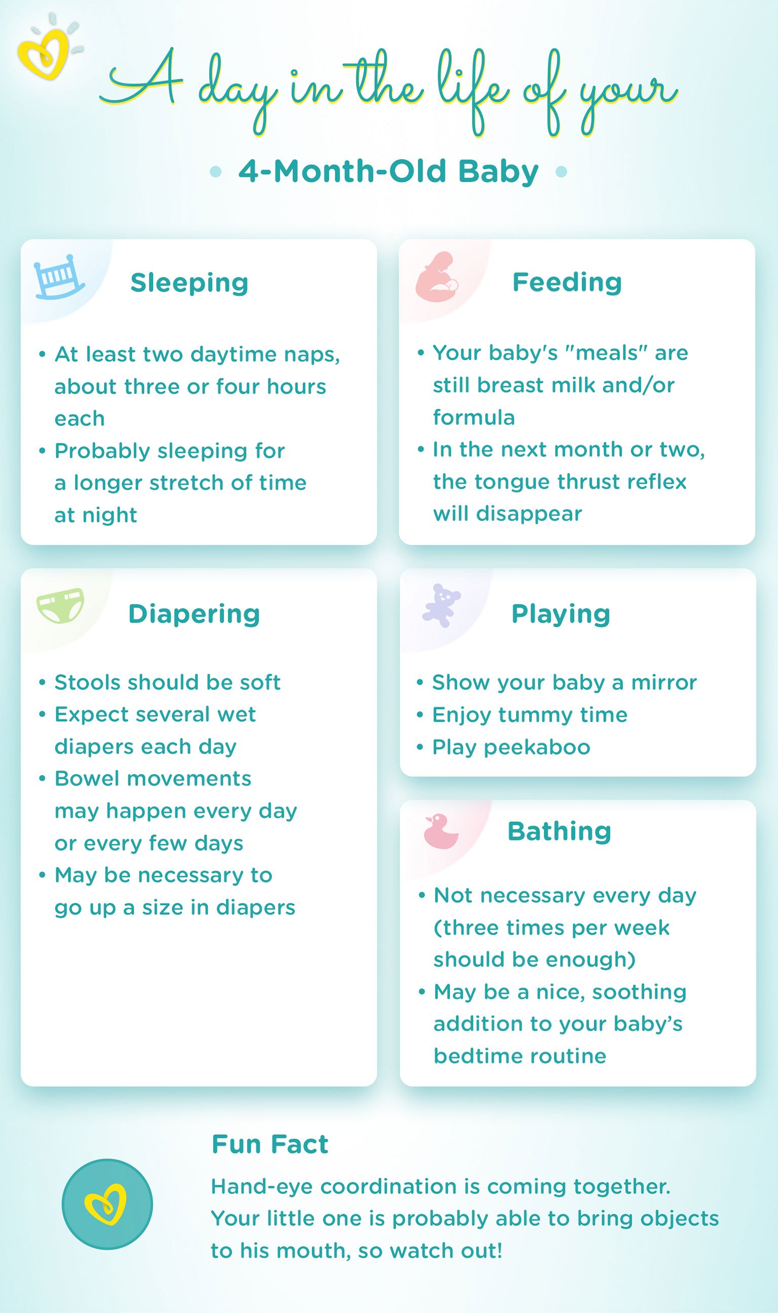 4 Month Old Baby Milestones Weight Sleep Schedule Pampers