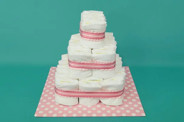 2 create more layers of the princess diaper cake