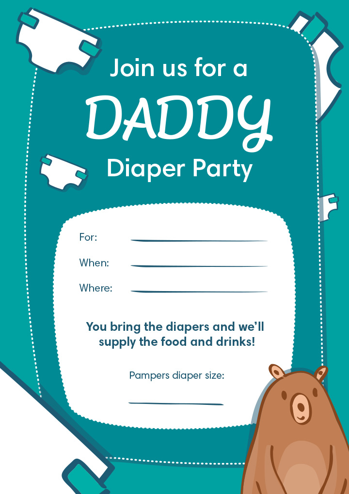 Baby pamper party store invitations