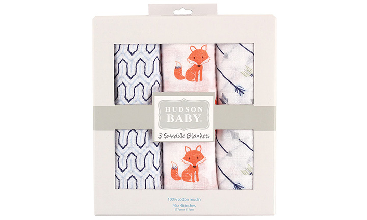 Hudson baby 2024 3 swaddle blankets