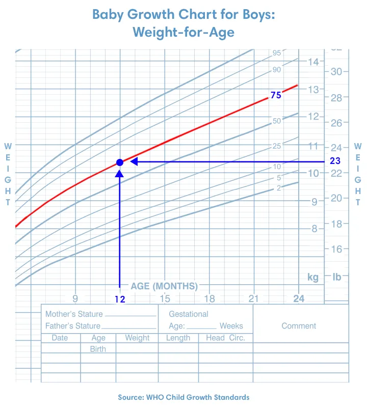 Baby growth chart for boys length for age