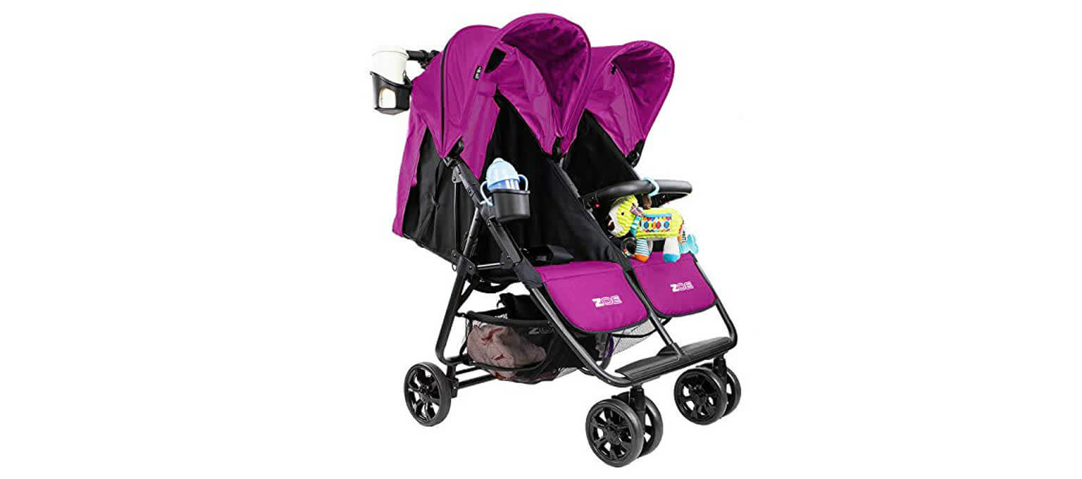 zoe xl2 best v2 lightweight double travel & everyday umbrella twin stroller system