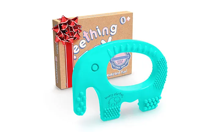 Original Teething Toy for Baby 3 Months+, BPA-Free Food Grade Silicone,  Easy to Hold & Naturally Fits in Mouth, Stimulates and Massages Sore Gums