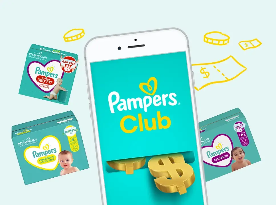 Rewards only redeemable via Pampers Club. No cash value.
