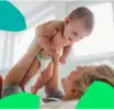 Mother and baby with Pampers