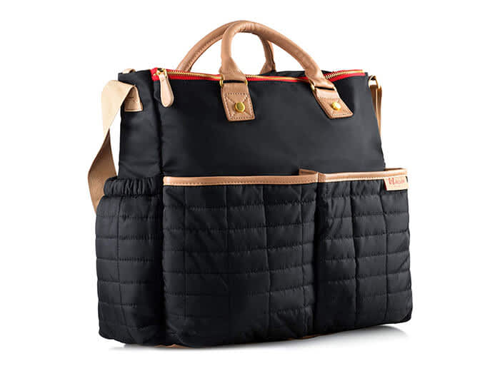 Large PU Leather Multi-Function Baby Nappy Changing Bag Set Backpack Handbag-Black 