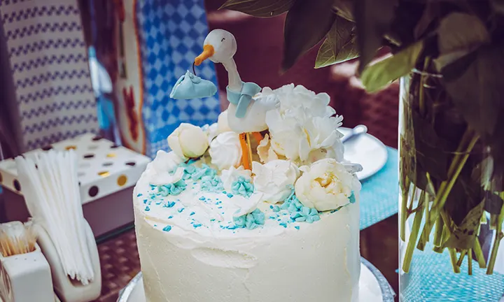 Classy Stork Baby Shower Cake