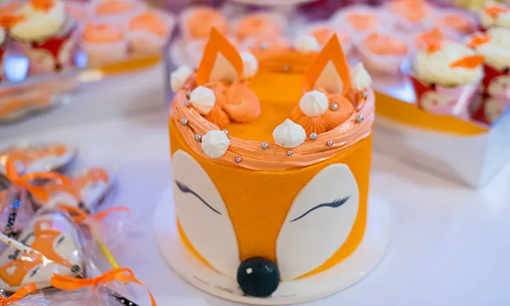 Cute Fox-Themed Baby Shower Cake for a Girl