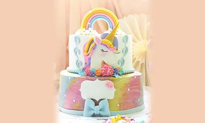 Rainbow and Unicorn Baby Shower Cake