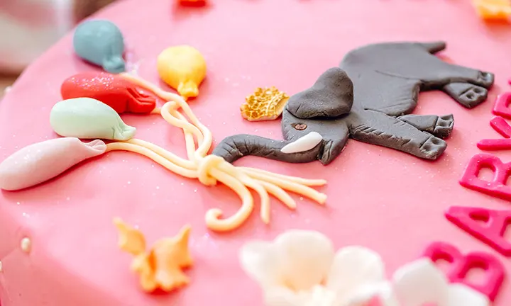 Elephant-Themed Baby Shower Cake for a Girl