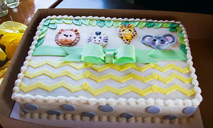 Cute Safari Animals Baby Shower Sheet Cake