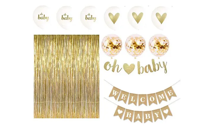 Rustic Baby Shower Decorations Neutral | 40pc Set Burlap Welcome Baby  Banner | Gold Baby Shower Decorations Gender Neutral | Oh Baby Shower Decor  