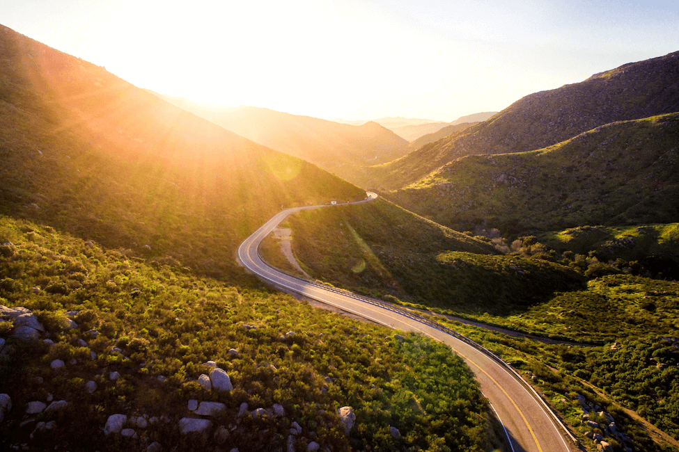 sunset road on mountain