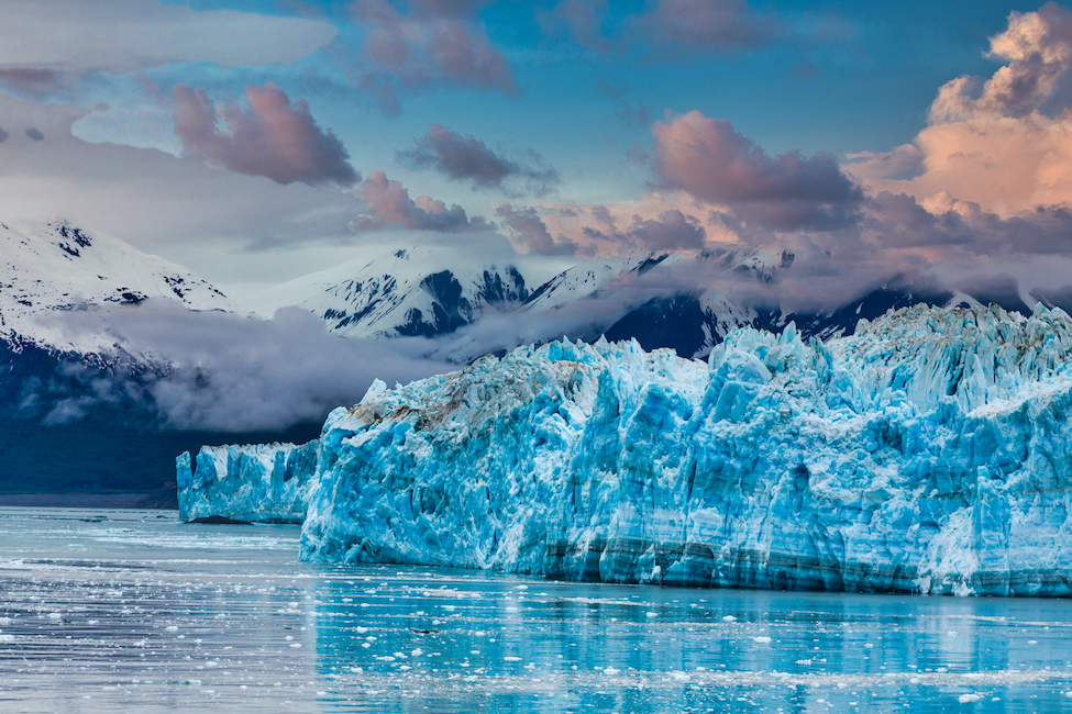 Glacier and sunset