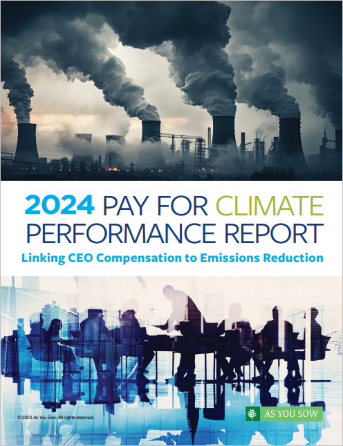 2024 Pay For Climate Performance Report: Linking CEO Compensation to Emissions Reduction cover