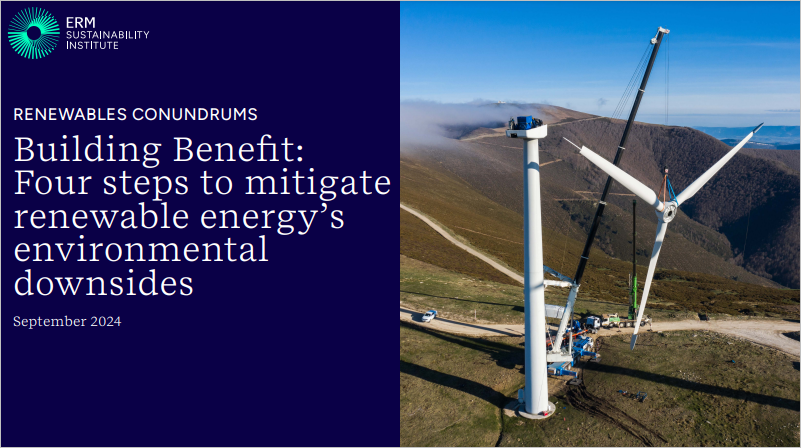 Building Benefit: Four steps to mitigate renewable energy’s environmental downsides cover