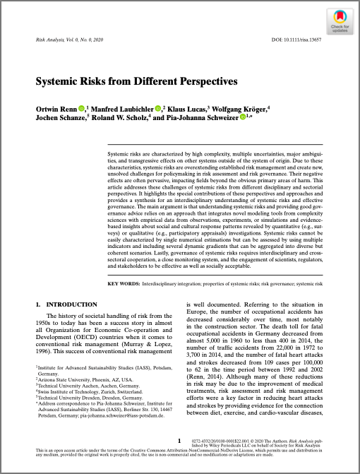 Systemic Risks from Different Perspectives cover