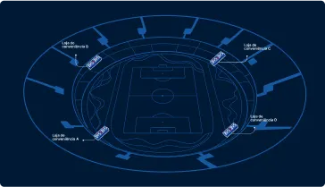 Mapa do estádio MorumBis destacando as localizações das lojas de conveniência onde é possível encontrar Bis.