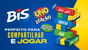 BIS UNO Stacko: perfeito para compartilhar e jogar - torre de blocos do jogo de empilhar com estampa Bis, edição limitada.