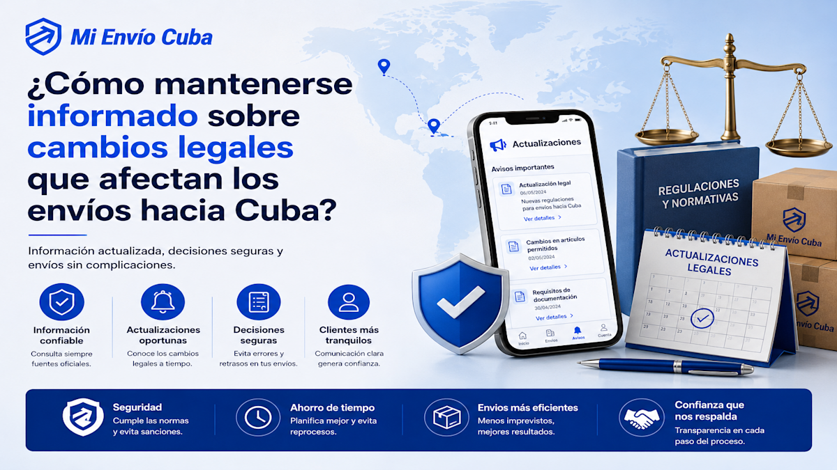 ¿Cómo mantenerse informado sobre cambios legales que afectan los envíos hacia Cuba?