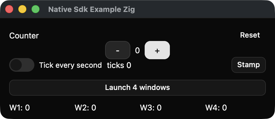 Native SDK window with titlebar set to default visibility