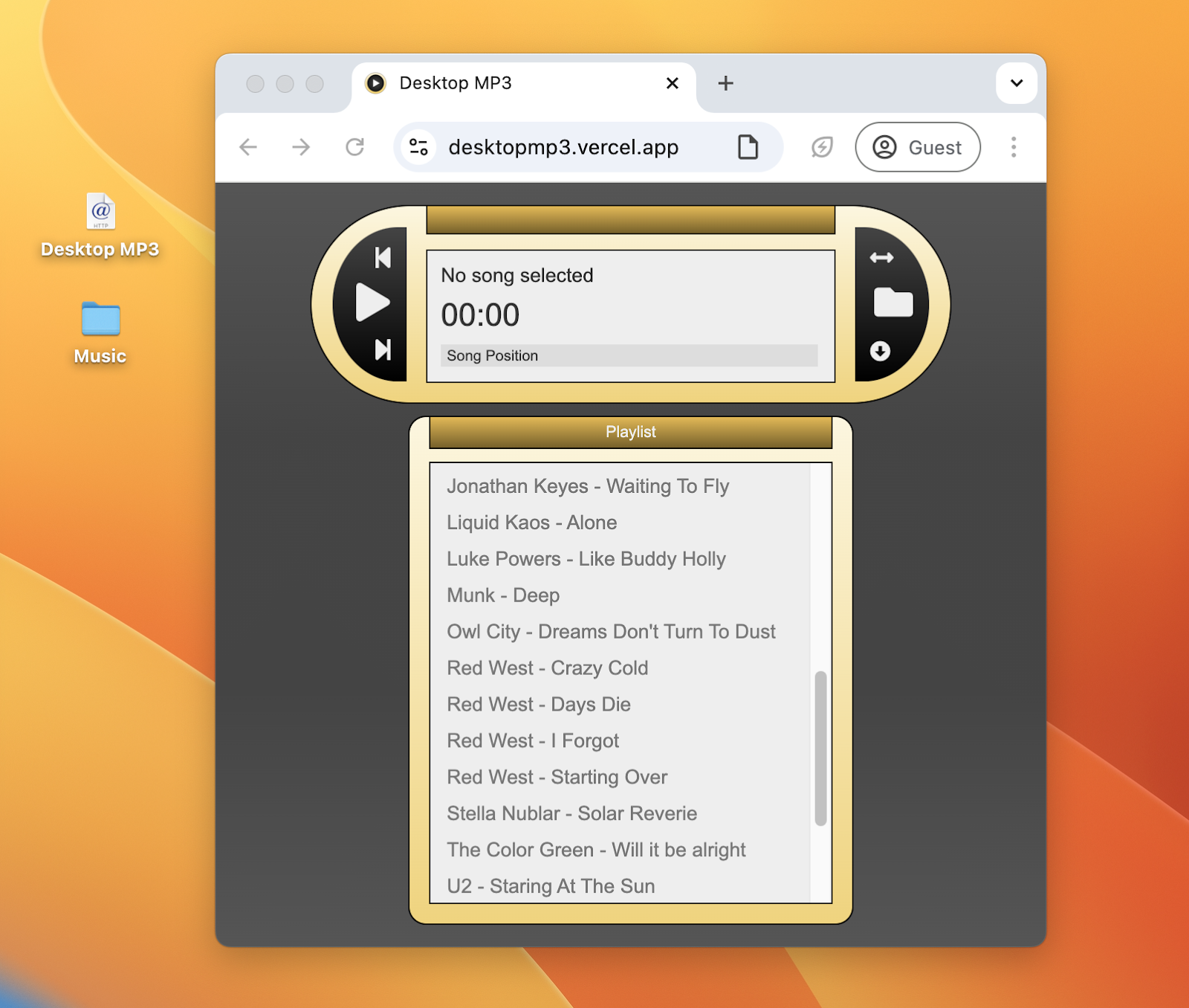 Web app running in a browser tab