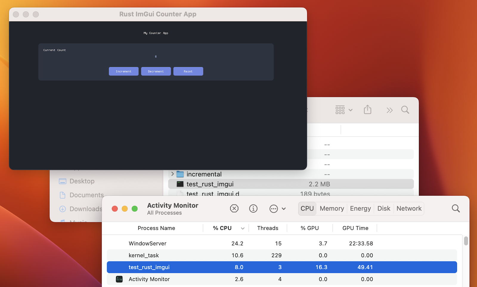 Rust app using Dear ImGUI, Glium and Winit running on macOS