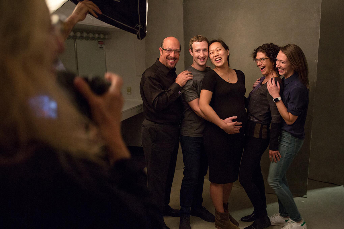Arielle next to Mark Zuckerberg and his pregnant wife Priscilla, and her parents Karen and Edward 