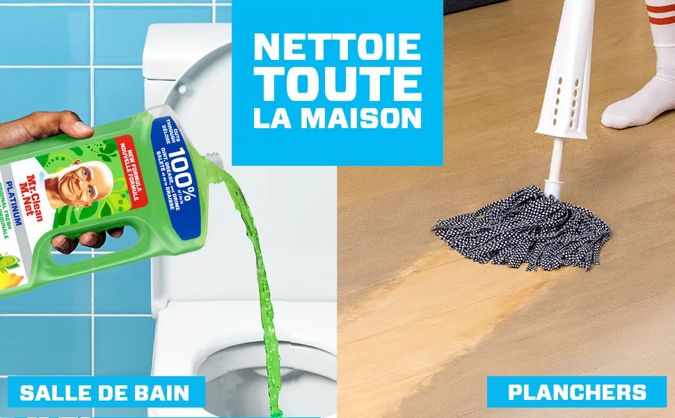Nettoyant multi-surfaces avec Gain, parfum Fraîcheur originale nettoyant la toilette et les planchers, Déloge la saleté