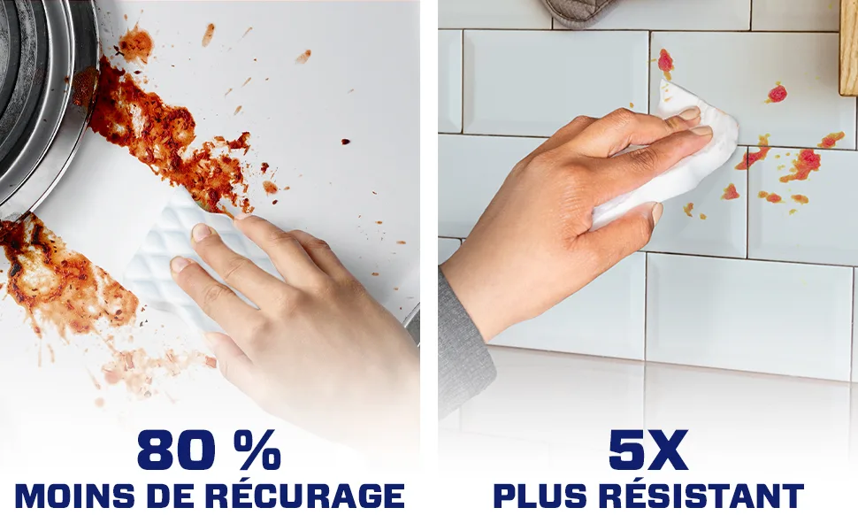 Effaceur magique Extra résistant M. Net nettoyant des surfaces dans la cuisine, 80 % moins de récurage, 5 fois plus résistant