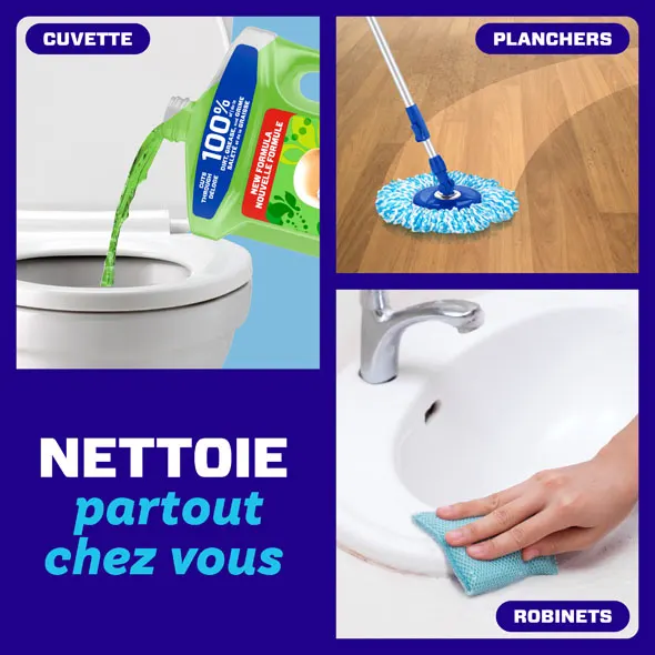 Nettoie partout chez vous: robinets, cuvette, planchers