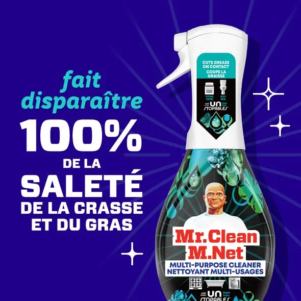 Le vaporisateur nettoyant multi-usages Mr. Clean élimine la crasse, la saleté et le gras pour un nettoyage efficace