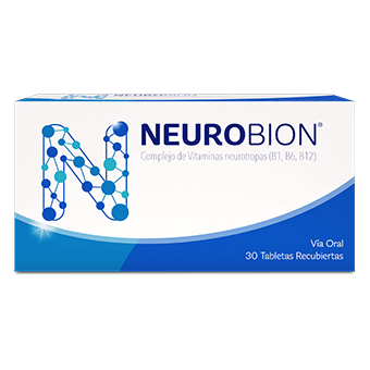 Caixa de cápsulas Neurobión con vitaminas B1, B6, B12