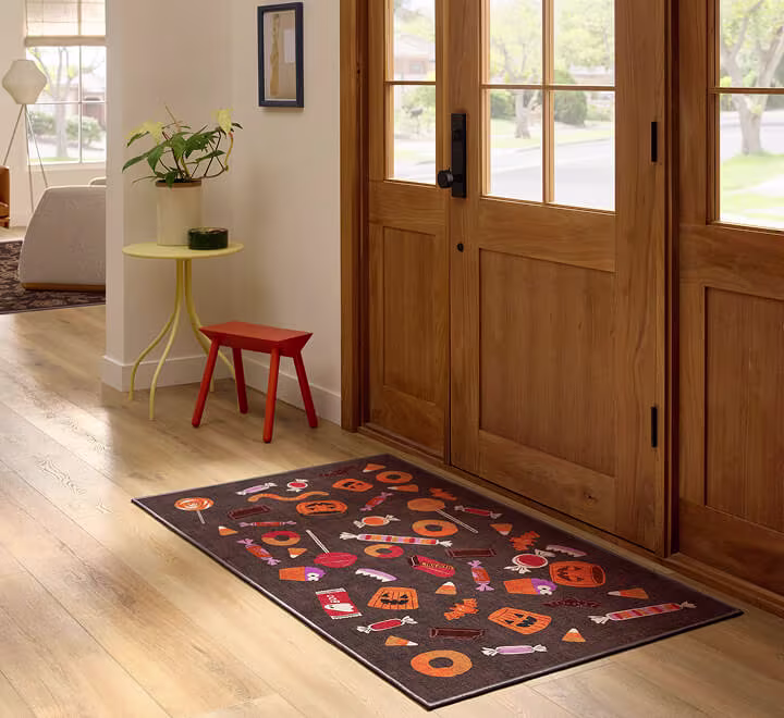 Ruggable Halloween Nav Tile (Halloween Treats Brown Multicolor Flatwoven Rug)