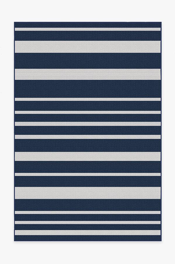 Teal Cabana Stripes Versatile Indoor/outdoor Washable Rug Blue, Green  Modern Coastal Stripes Vinyl With Non-slip Latex Backing 