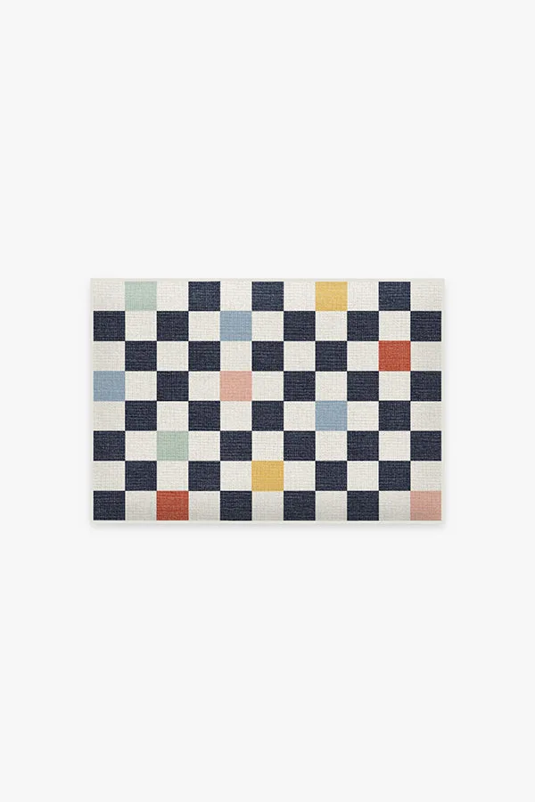 Bain Checkered Multicolor Bath Mat Ruggable