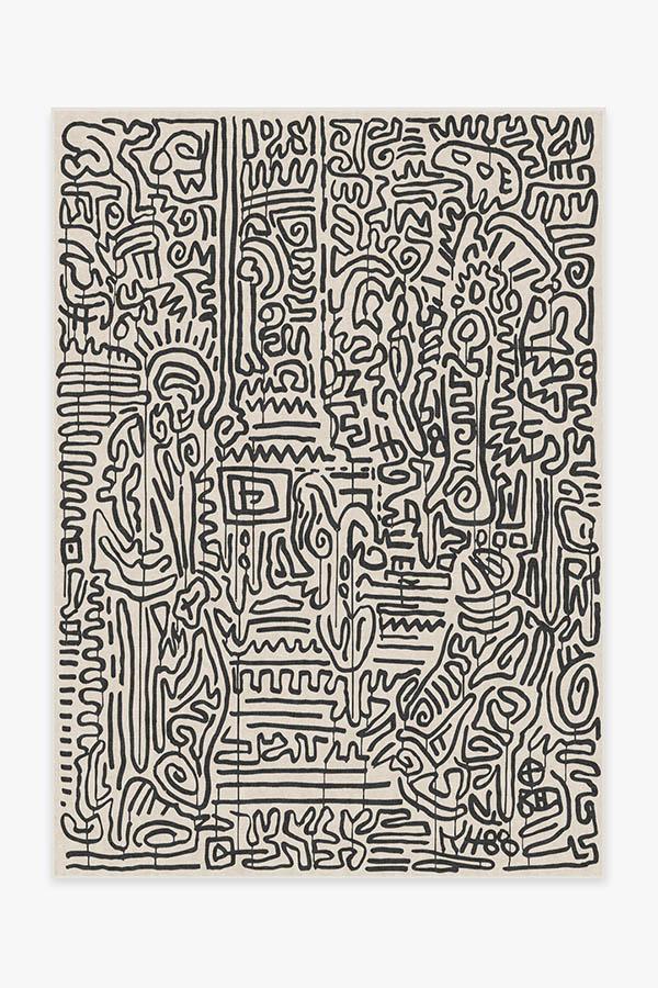 Keith Haring Freestyle Black & Ivory Rug | Ruggable