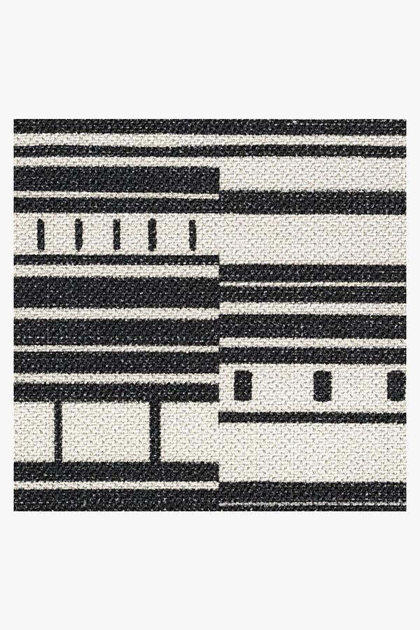 Outdoor Riviera Stripe Black & White Rug