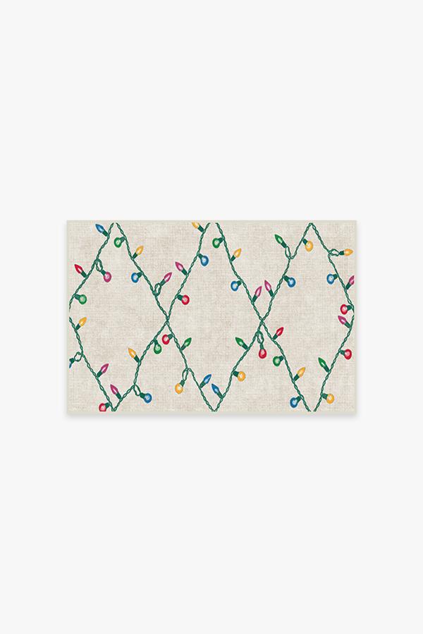 Holiday Lights Creme Rug | Ruggable