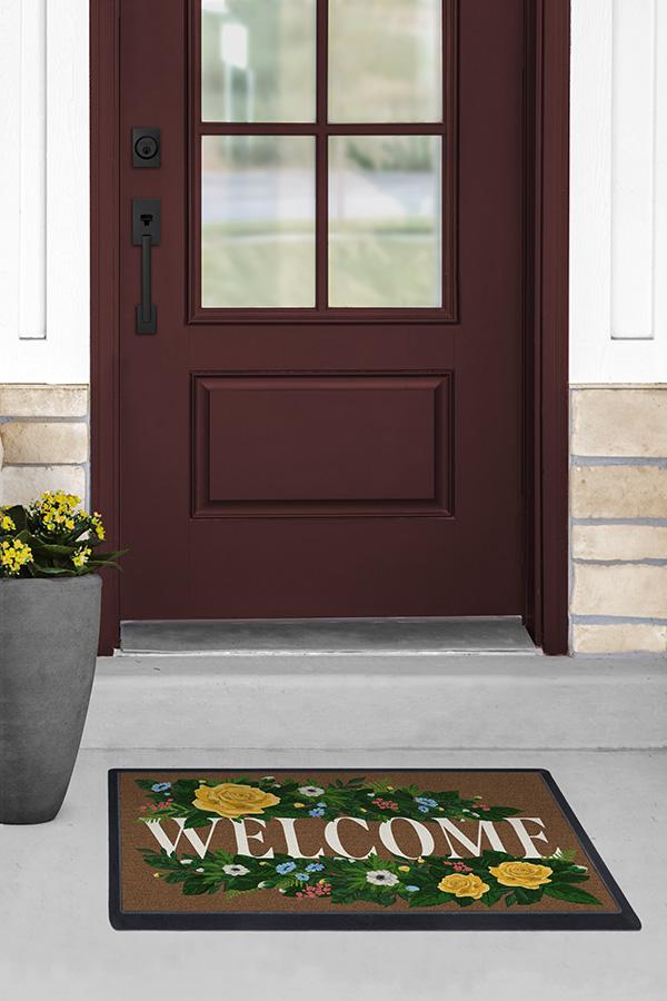 RUGGABLE Welcome Washable Doormat - Perfect Indoor Outdoor Machine Washable  Doormat for Front Door Porch or Entryway to Greet Guests - Multicolor