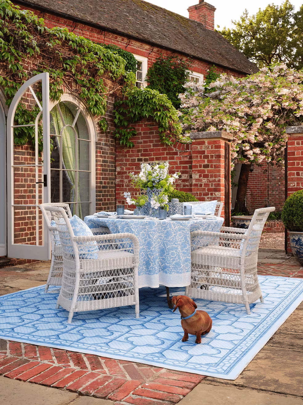 Ruggable x Outdoor Shaded Bamboo Blue Rug by Mrs. Alice