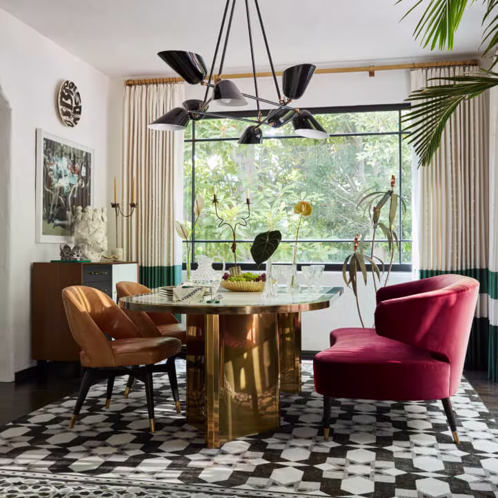Ruggable x Martyn Lawrence Bullard Emir Black & Ivory Rug in Dining Room