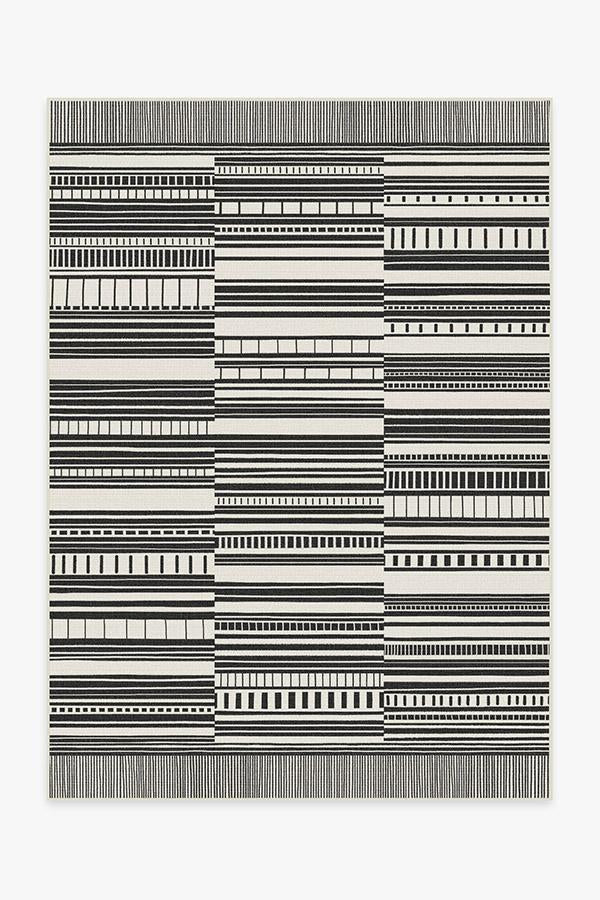 Outdoor Riviera Stripe Black & White Rug Ruggable