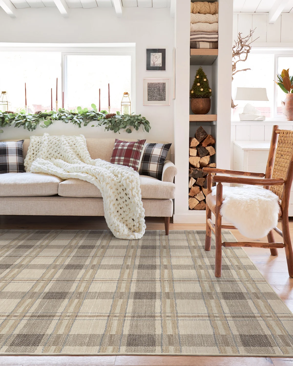 Piper Plaid Neutral Tufted Rug Ruggable