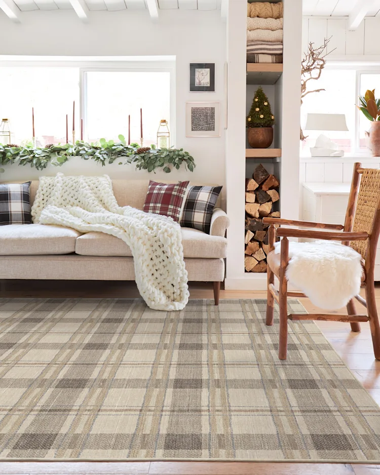 Piper Plaid Neutral Tufted Rug Ruggable