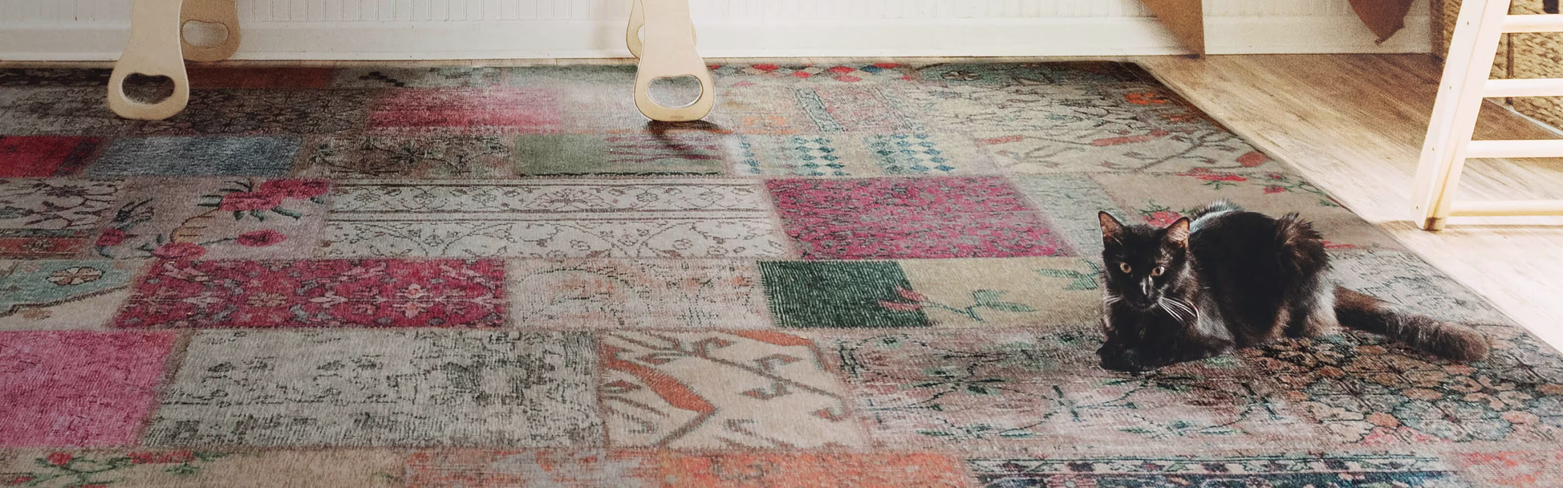 Cat laying on Boho pattern Rug | Ruggable