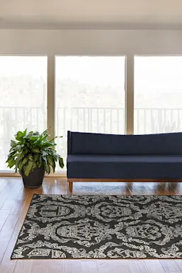 Dark Side Damask Charcoal Rug | Ruggable
